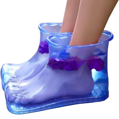 WLLYXUS Portable PVC Foot Soaking Spa Shoes, Tall Foot Bath Tub for Relaxing Foot Massage & Pedicure (Blue1, 11.2 * 4.7 * 7 inches)