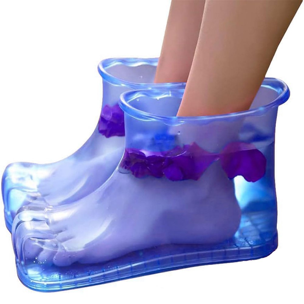WLLYXUS Portable PVC Foot Soaking Spa Shoes, Tall Foot Bath Tub for Relaxing Foot Massage & Pedicure (Blue1, 11.2 * 4.7 * 7 inches)