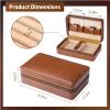 Tressify Cigar Humidor for 4 Cigars, Portable Leather Cigar Case with Cedar Wood Lining, Zippered Travel Cigar Bag for Cigars and Accessories, Cedar Wood Finish view 3