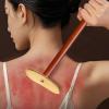 Gua Sha Easy to Clean Long Handle Gua Sha Smooth Surface Myofascial Release, Red Pear Wood Brass Tai Chi Gua Sha Board Short Handle + Essential Oil + Acupoint Chart view 3