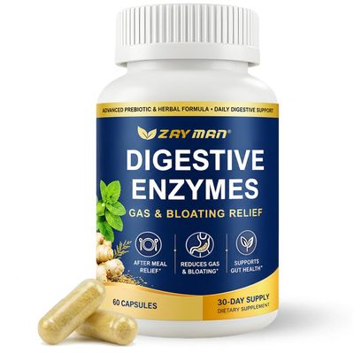 ZAYMAN Digestive Enzymes for Bloating & Gas Relief After Meals, 60 Capsules