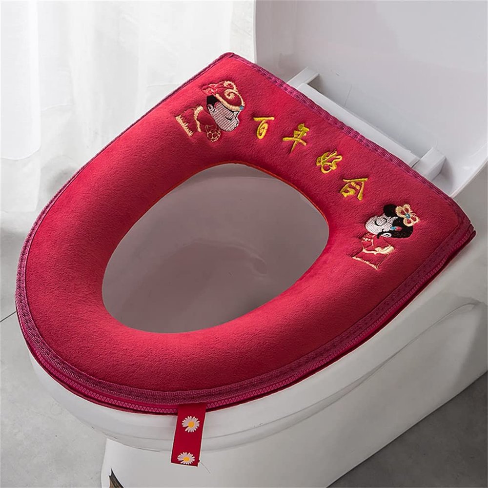 ZENIXXXX Wedding Toilet Cushion Household Red Seat Universal Waterproof Supplies