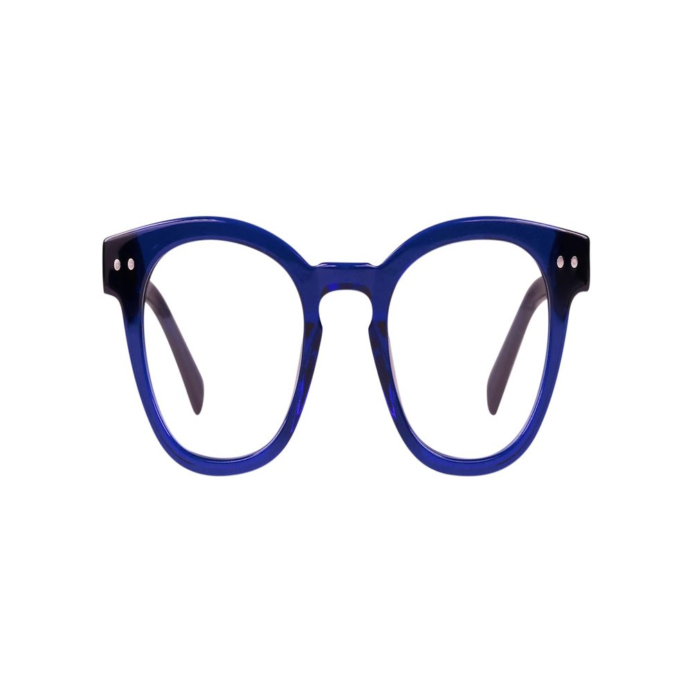 eyebobs - Waylaid | Round Frame for Average Faces, Midnight Blue Crystal, 1.50