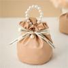 Solid Color PU Drawstring Woven Handbag Packing Bag Pearl Handle Wrist Storage Bucket Wedding Candy 1410.510.5cm(Color-09) view 2