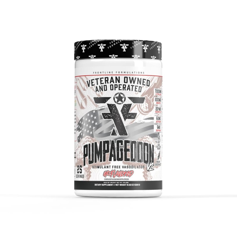 FRONTLINE FORMULATIONS Stim Free Pre Workout for Bloodflow, Muscular Endurance, Increased Vascularity, Extreme Pumps, Laser Focus, 25 Servings (Unflavored)
