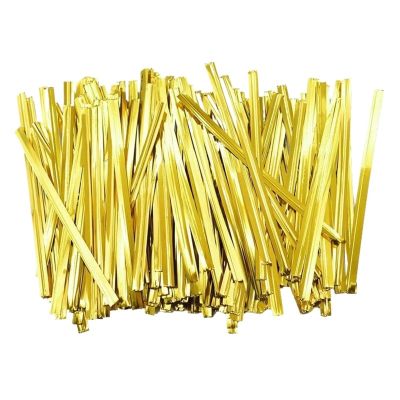 Metal twist ties 1000Pcs TCandy Lollipop Cookie Packaging Clear OPP Cellophane Bag Wedding Birthday Party(1000pcs gold 7.8cm)