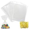Metal twist ties 1000Pcs TCandy Lollipop Cookie Packaging Clear OPP Cellophane Bag Wedding Birthday Party(1000pcs gold 7.8cm) view 2