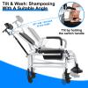 Shower Commode Wheelchair, Reclining Showers Chairs with Wheels, Bedside Commode Chairs,Shampoo Bath Seat with Headrest Bucket,Rolling Toilet Transport Aid for Elderly Disabled Adults Black White view 4