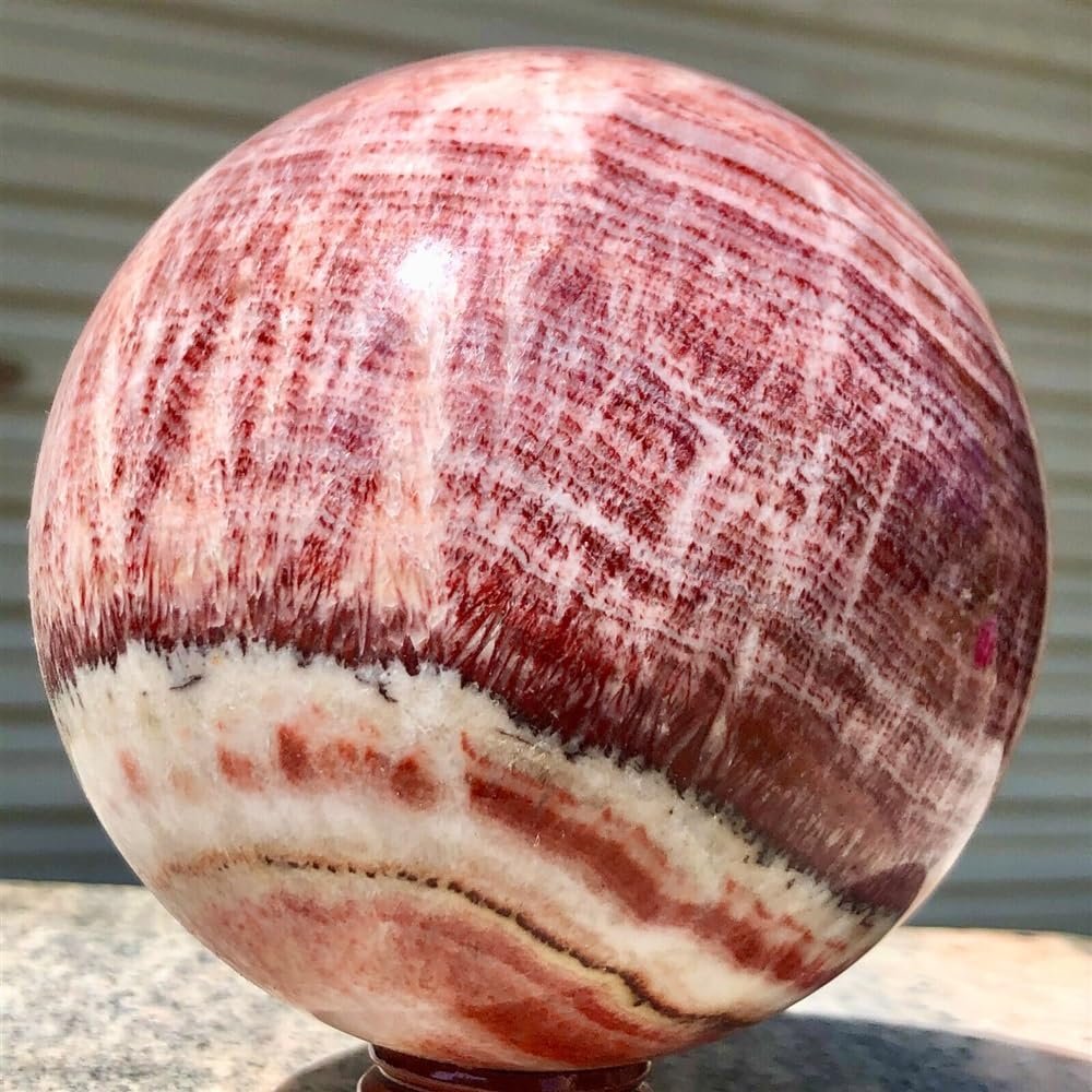 Rhodochrosite Pig Stone Sphere Quartz Crystal Ball Ornaments (Size : 70-75mm)