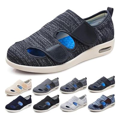 Extra Wide Width Shoes Women Men Orthopedic Diabetic Shoe Easy Slip On With Swollen Feet, Adjustable Medical Shoes, Air Cushion Walking Sneakers For Elderly Arthritis Edema Feet Thumb Valgus,Black B,5