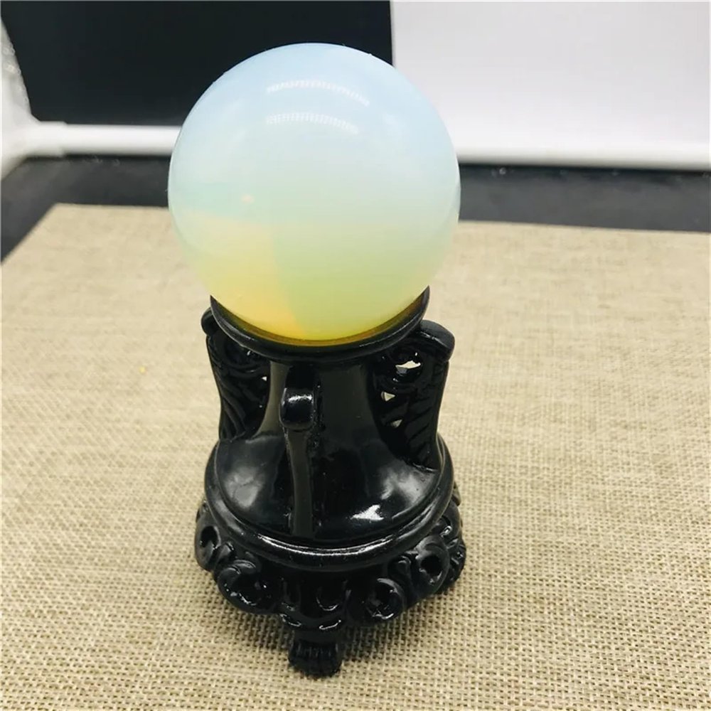 Stone Opal Crystal Ball, Crystal Ball Home furnishings + Wooden Stand Gift