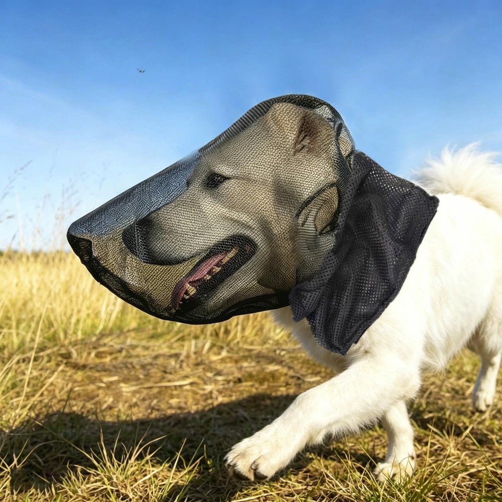 Foxtail Mask for Dogs, Field Net Guard Dog Foxtail Protection Hood for Dogs Prevent Foxtails Thorns Rocks Insects, Dog Face Guard for Hiking, Outdoor Adventures (Black, S-Small)