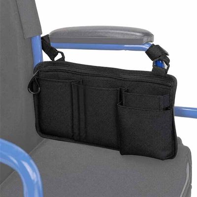 OFYHJDXRG Wheelchair Side Bag for Ottobock Lisa Rehab Buggy, Wheelchair Armrest Carry Bag with Cup Holder, Side Hanging Storage Organizer for Daily Essentials