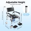 ChronosGear 352.74lbs Rolling Shower Wheelchair with Commode, Aluminum Alloy Heavy Duty Transport Chair, Adjustable Height Folding Bath Chair for Convenient Transportation (36.61-38.98in H) view 3