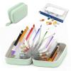 Travel Pill Organizer Binder with 14 Color-Coded Zipper Pouches(1Green) view 1