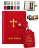 Catholic Prayer Card Holder - Faux Leather Pocket Album for 40 Holy Cards, Religious Protective Case Organizer with Clear Sleeves, Standard Size Memorial Booklet for Women and Men view 1