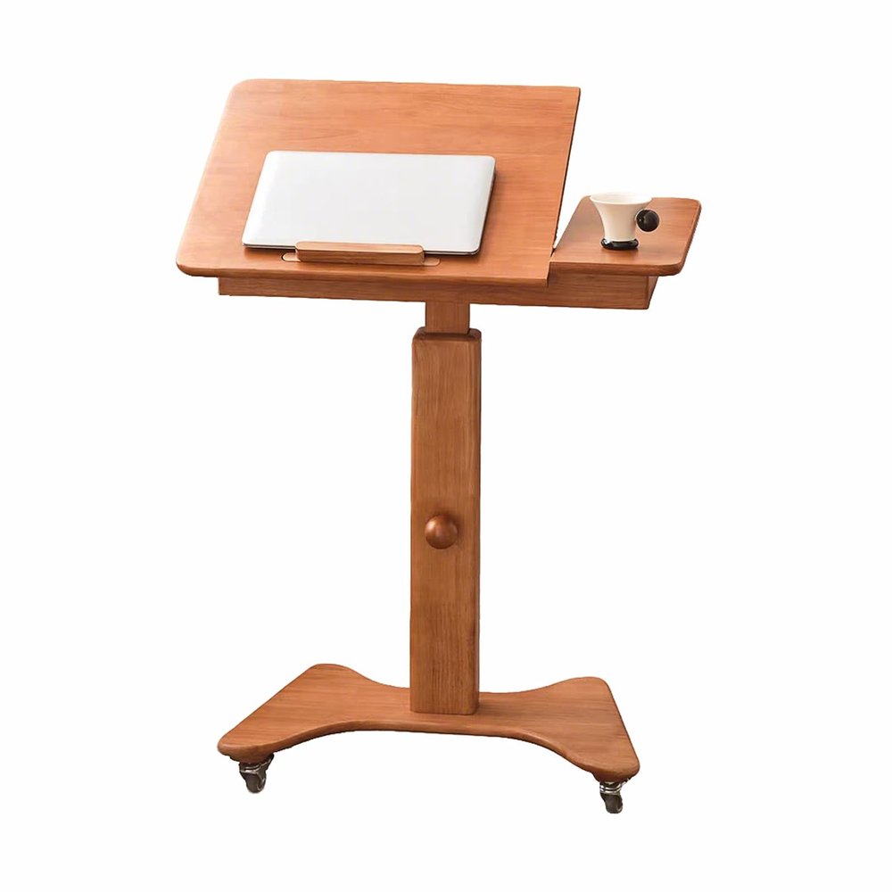 KXPSWGE Mobile Over The Bed Table, Tilting Laptop Tray with Height and Length Frame Adjustment, Extendable Computer Workstation for Home Office,Overbed Table with Wheels