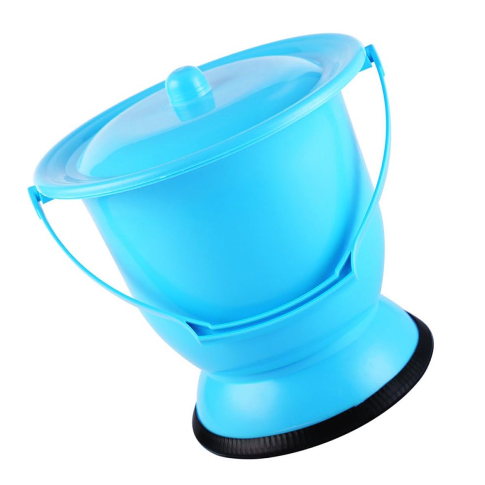 Mobestech Portable Urinal Pail Pot with Lid, Thickened Plastic Bedpan for Adults, Pregnant Women, Elderly, Small Size with Handle, Household Spittoon for Bathroom Safety and Travel Use