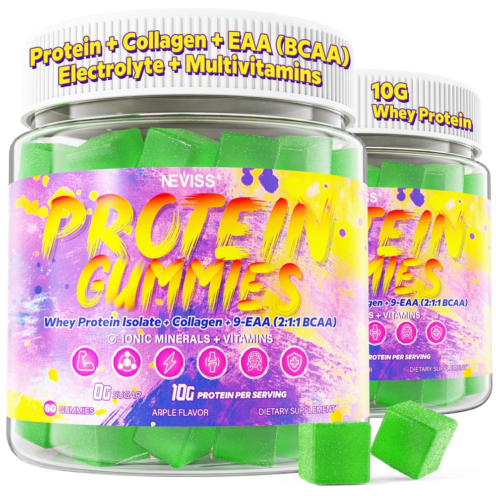 Whey Protein Gummies 10g Grass-Fed + Collagen Peptides BCAA EAA GLP-1,2Pack