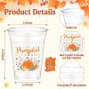 Meanplan 12oz Baby Shower Party Plastic Cups A Little is On The Way Disposable Clear Cups for Thanksgiving Baby Shower Gender Reveal Supplies Decorations view 2