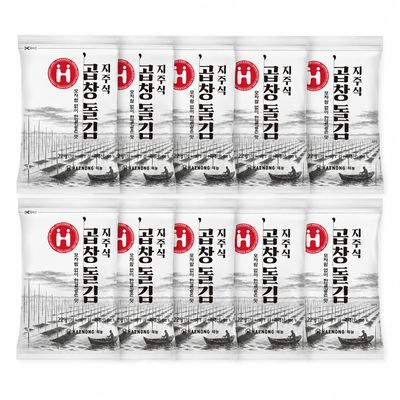 [PREMIUM K ] Premium Pole-Raised Gopchang Dol Gim Seaweed, No Salt & No Oil, 100% Korean Seaweed, Crispy Natural Laver Snack, . (10packs)