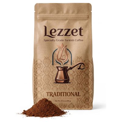 SPECIALTY GRADE TURKISH COFFEE, Traditional, Powder-Fine Medium Dark Arabica, 17.6 oz (500 g)