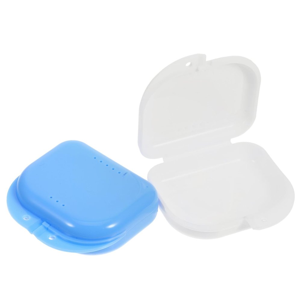TOPPERFUN 2pcs Lightweight Retainer Case with Vent Holes Small Brace Storage Box Portable Travel Retainer Holder Denture Storage Container for Orthodontic Use