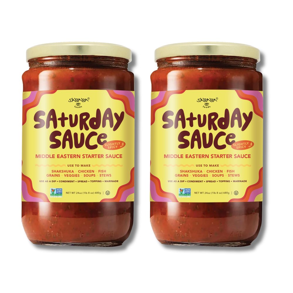 Sababa Foods - Slightly Spicy Saturday Sauce - Vegan - 24oz, Pack of 2