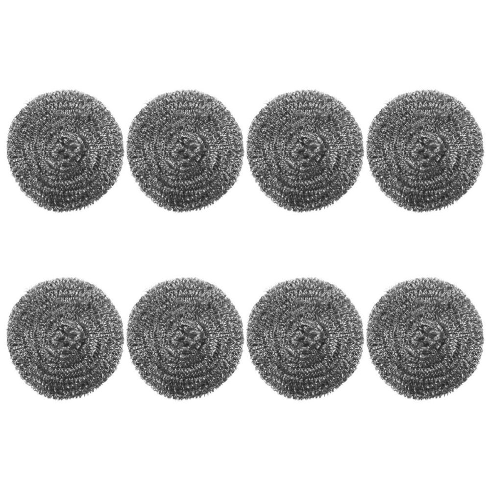 LALADEFIEE 8pcs Stainless Steel Wire Ball Scrubbers Pot Metal Sponge Dish Scrub Brush for Pan Cleaning Kitchen Household Use