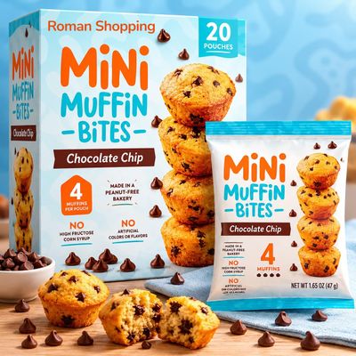 Chocolate Chip Mini Muffin Bites Bulk Family Snack Pack, 20 Individual Pouches with 4 Mini Muffins Each, Soft Baked Snack Cakes, No High Fructose Corn Syrup