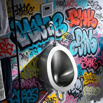 LYJIANGXIN 304 Stainless Steel Sensor Urinal,Intelligent Wall Mounted Flushing Male Toilet Urinal, Household/Commercial Men's Adult Washout Urinal for Bathroom Hotel Garage Bar