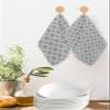 Dark Grey Morocco Dish Towels Set, Waffle Weave Kitchen Towels 2 Pieces, Modern Abstract Classic Geometric Microfiber Hair Face Bath Tea Towel Absorbent Quick Drying Cleaning Dish Cloths, 12"x12" view 2