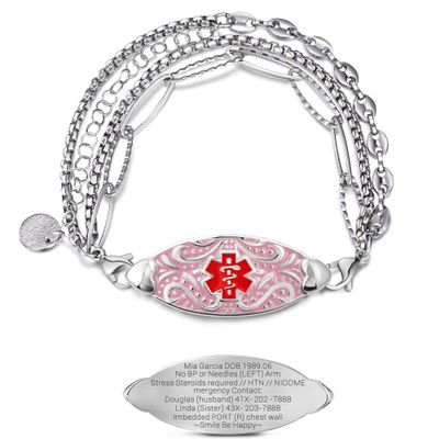 ASTERY Medical Alert Bracelets for Women with Free Engraving