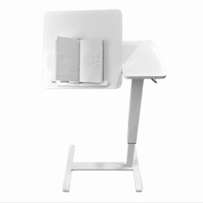 ZRedRoad Overbed Bedside Table with Wheels, Rolling Table Adjustable Height with Tilt Top, Rolling Laptop Desk for Bedroom Living Room (White, Bedside)