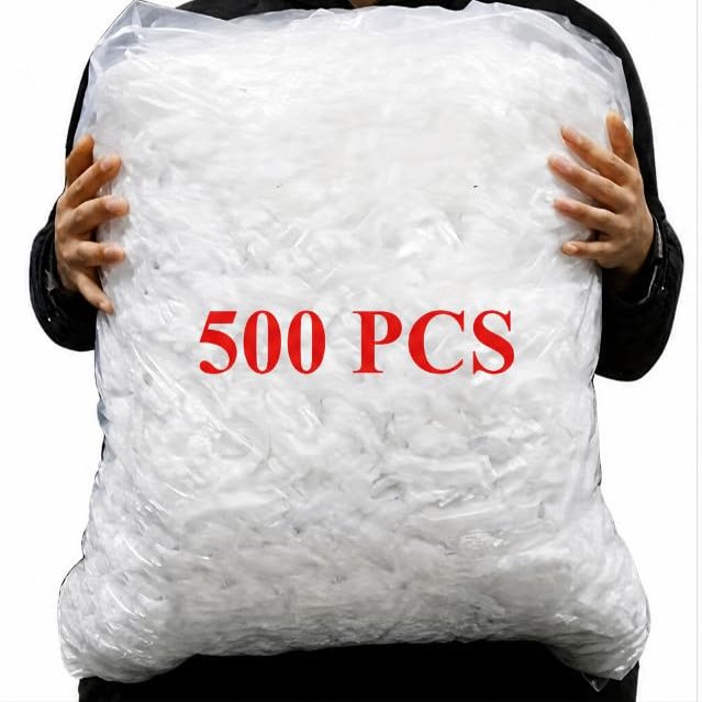 500 pieces of reusable thick elastic food grade cling film - tight mouthed household cling cover, transparent stretch plastic bowl and plate sealing cover, suitable for kitchens and restaurants