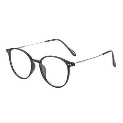 Shiratori Retro Round Blue Light Blocking Glasses for Women Men, Lightweight Metal Temple Eyeglasses Matte Black