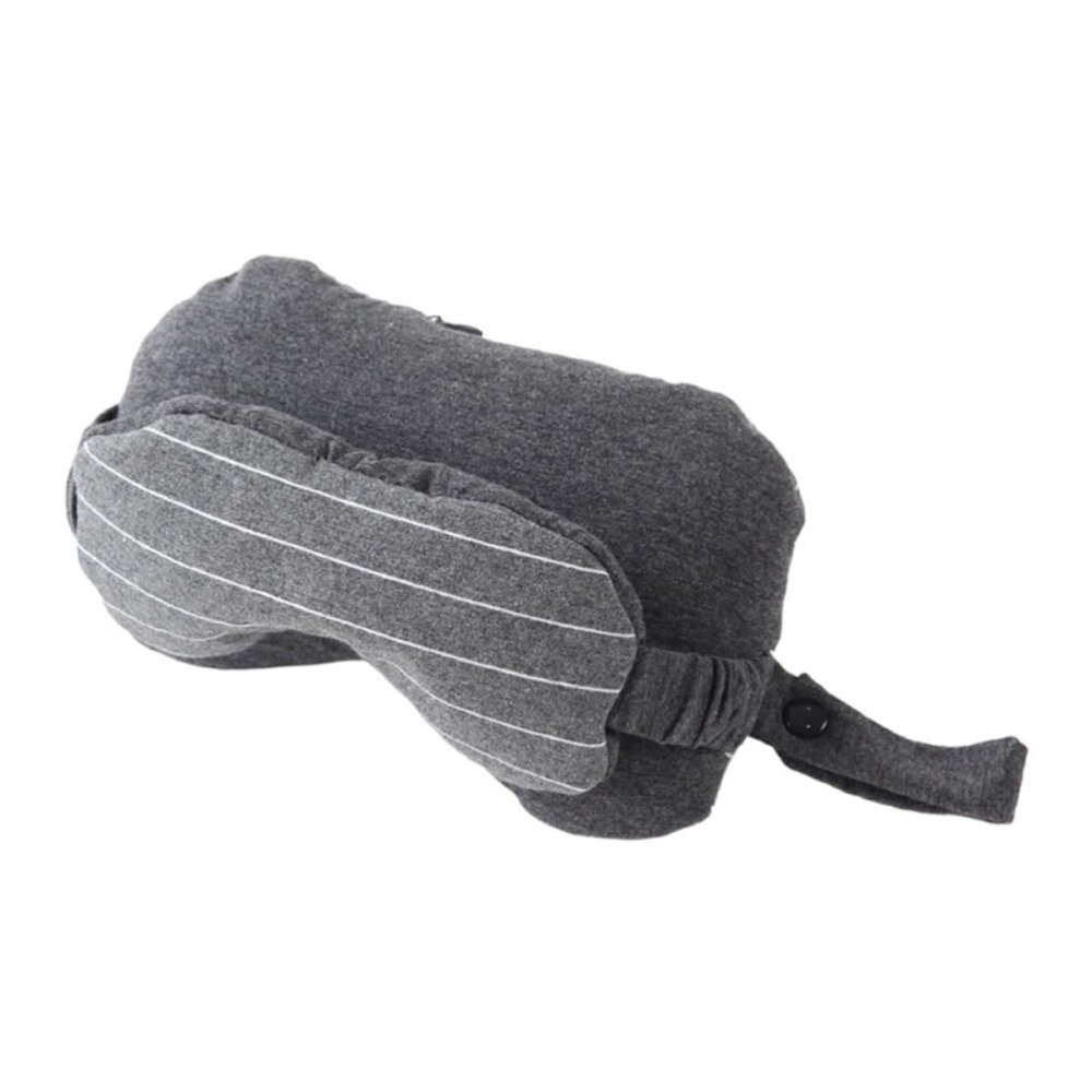 KICHOUSE 2-in-1 Eye Mask and U-Shaped Travel Neck Pillow, Sweat-Absorbent Foam Particle Support Cushion for Home, Office, and Airplane Sleep, Deep Gray