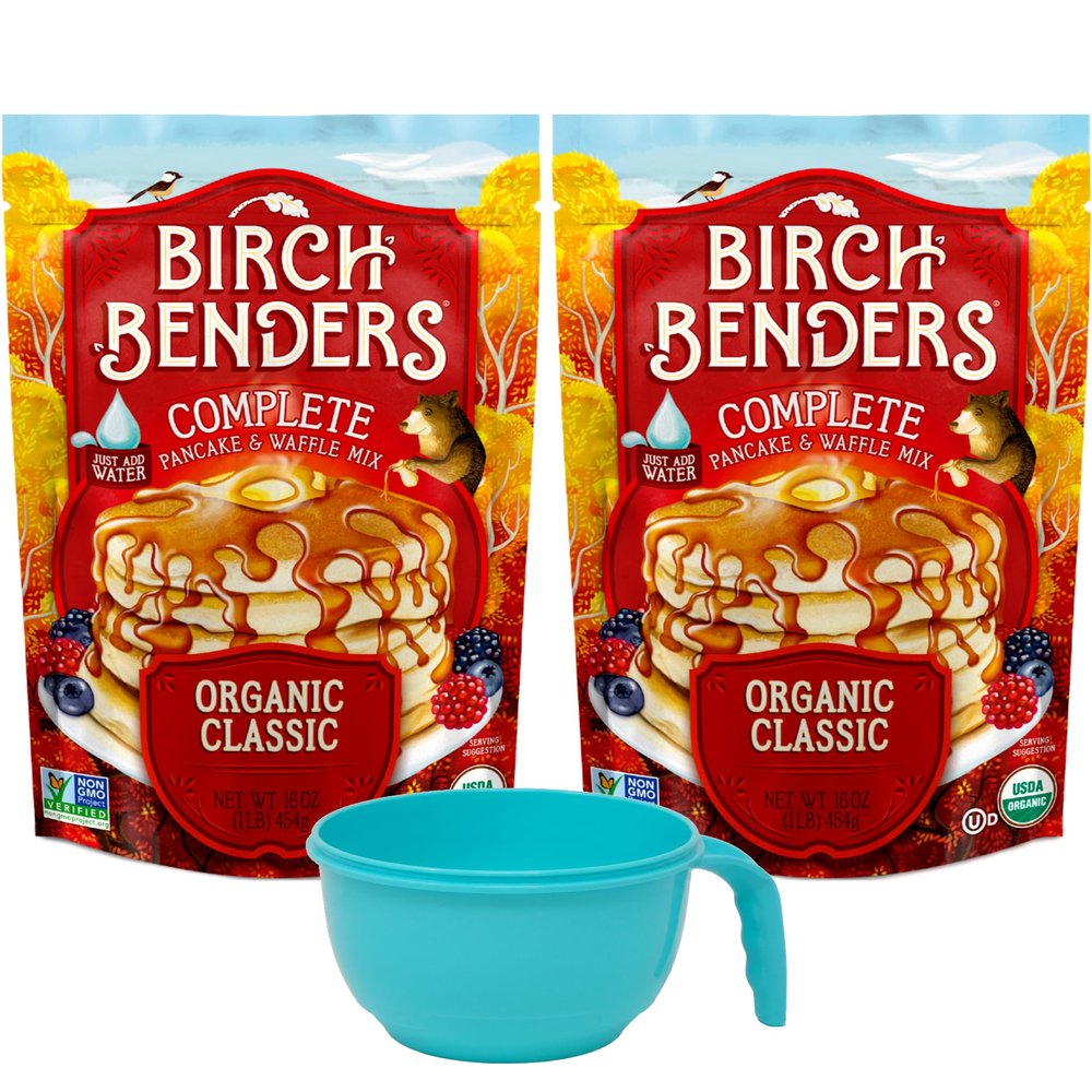 Birch Benders Organic Classic Pancake & Waffle (Pack of 2) with Mixing Bowl