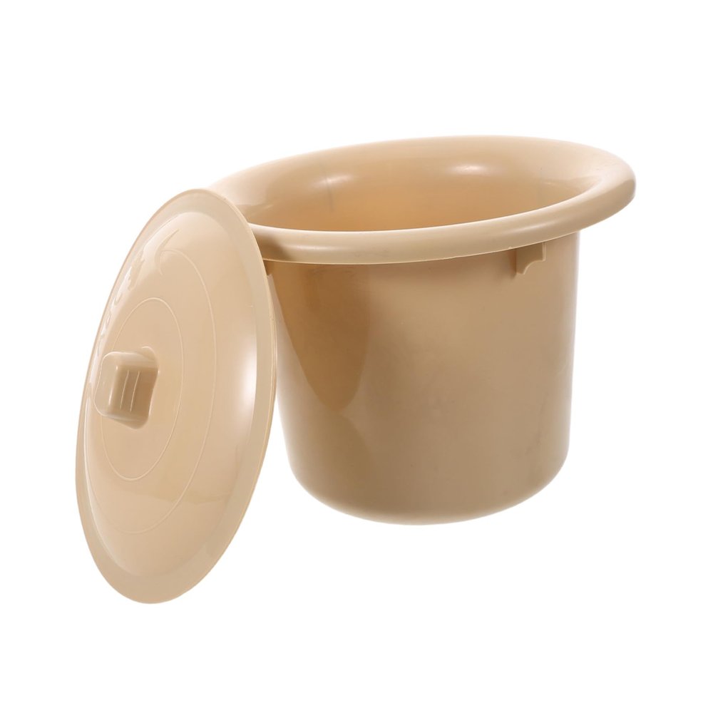 Cabilock Portable Plastic Spittoon Chamber Pot with Lid for Travel and Home Use, Ergonomic Round Adult Potty Designed for Easy Storage and Minimizing Unpleasant Odors