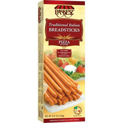 DOUzzle Kosher, Traditional Italian Pizza Breadsticks, Crunchy Grissini Bread Sticks, (4.4 oz, 1 Pack), Non-GMO, No Artificial Colors or Flavors, Palitos de Pan Sabor Pizza