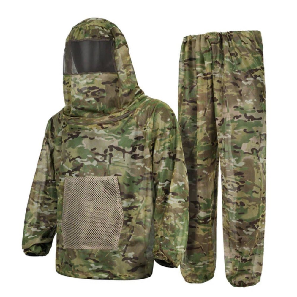 Lightweight Mosquito Suit with Hood, Mesh Net Bug Hooded Jacket Pant, Outdoor Full Body Protection Clothing (#B, XL/XXL (175-185cm))