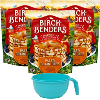 Birch Benders Paleo Pancake and Waffle Mix (Pack of 3) with Mixing Bowl