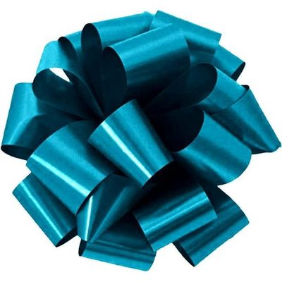 PMU 50Pcs Pom-Pom Pull-Apart - Pull Out Bows for Wedding, Birthdays & Anniversaries - Ribbon Bows for Flowers & Basket Decoration - Large Bow for Gift Wrapping - Turquoise 5 Inch 20 Loops