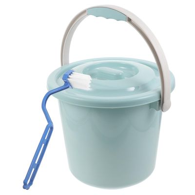 JOYOFREELY Portable Chamber Pot with Lid for Adults and Disabled People, 8l Plastic Urinal with Non-Slip Base and Brush, Stable Design for Home and Hospital Use Random Color