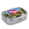Puerto Rico Flags Frog Palm Trees Pill Box Small Pill Organizer with 2 Compartments and Mirror Portable Travel Metal Pillcase for Pocket Or Purse, Privacy-Protecting Medicine Box view 3