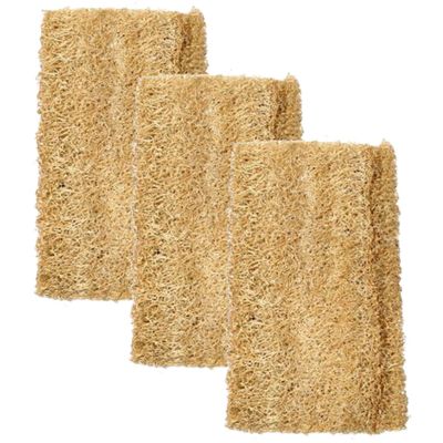ibasenice Natural Loofah Sponges Loofah Pads 3pcs Strongly Water Absorbing Easy to Store Khaki for Dishes Kitchen Dishwashing Scrubber for Everyday Cleaning