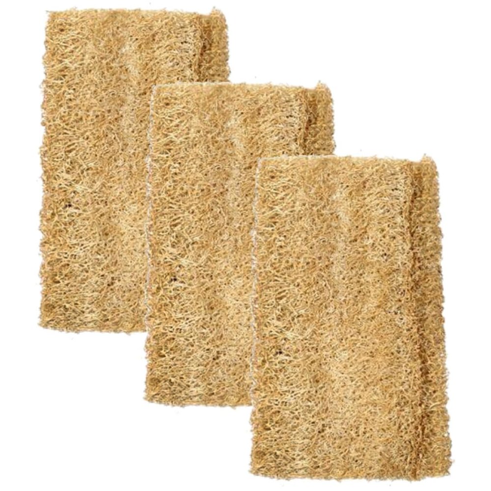 ibasenice Natural Loofah Sponges Loofah Pads 3pcs Strongly Water Absorbing Easy to Store Khaki for Dishes Kitchen Dishwashing Scrubber for Everyday Cleaning
