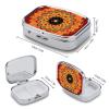 Mandala Print Pill Box Small Pill Organizer with 2 Compartments and Mirror Portable Travel Metal Pillcase for Pocket Or Purse, Privacy-Protecting Medicine Box view 2