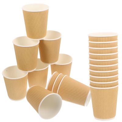 BELLIFFY Double Wall Disposable Paper Cups 50pcs 8oz Heat-resistant Hot Beverage Cups for Coffee Tea Party Use with Corrugated Sleeve