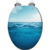 Elongated Toilet Seat Art Resin Decorative Blue Ocean Scene, Easy Install Quiet Slow Close Quick Release Hinges with Cover view 1